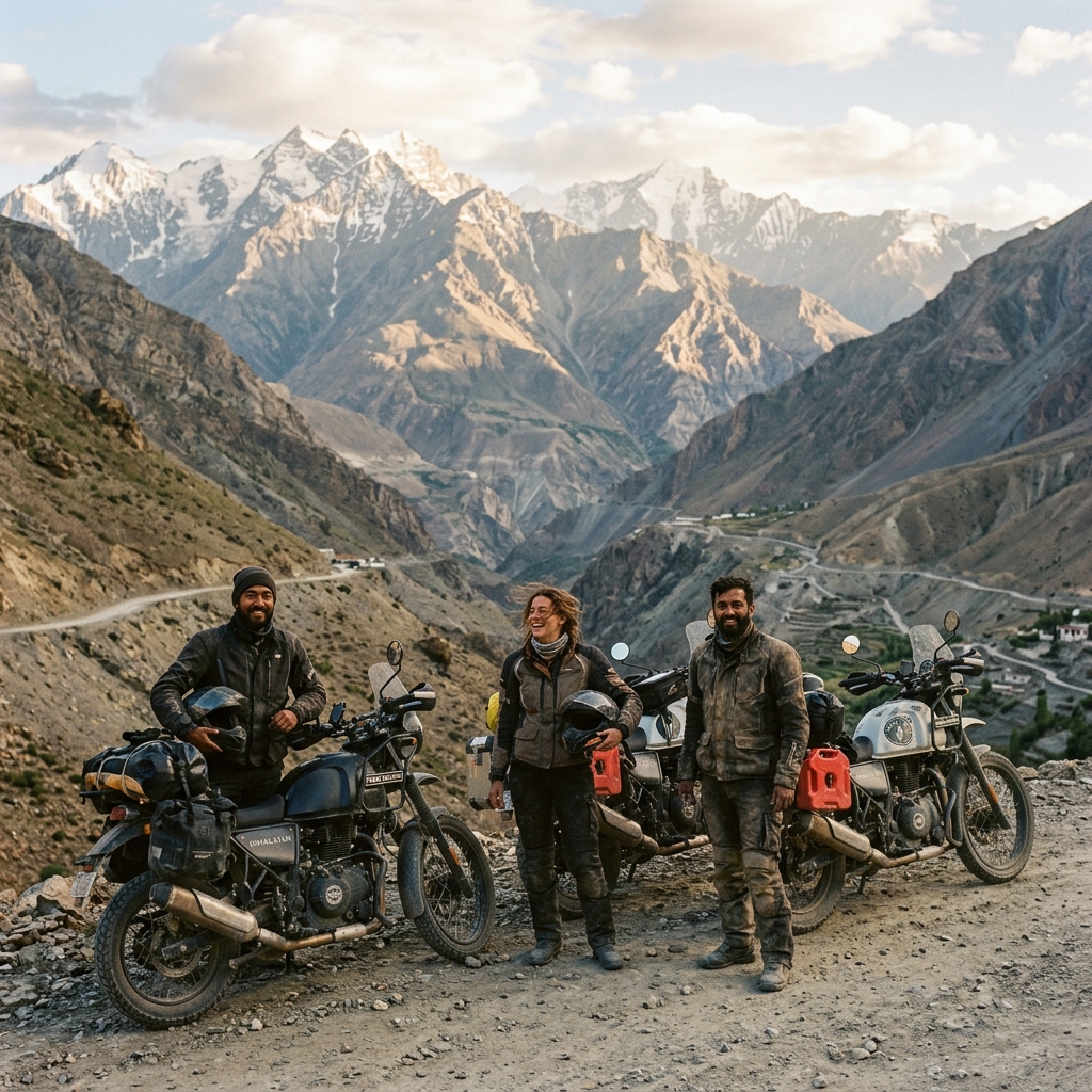 Bikers on Spiti mountain roads